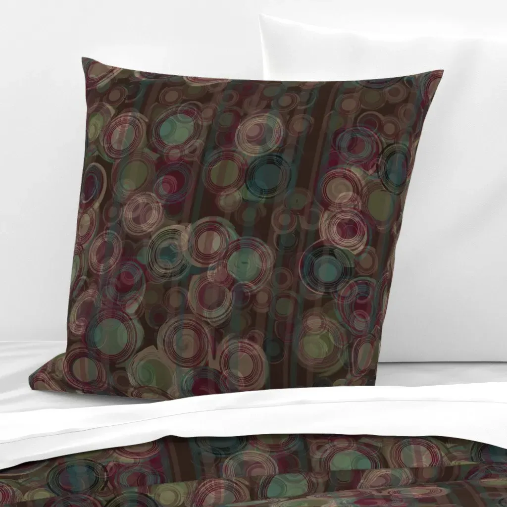 Abstract Bubbles and Stripes Euro Pillow Sham - Burgundy product