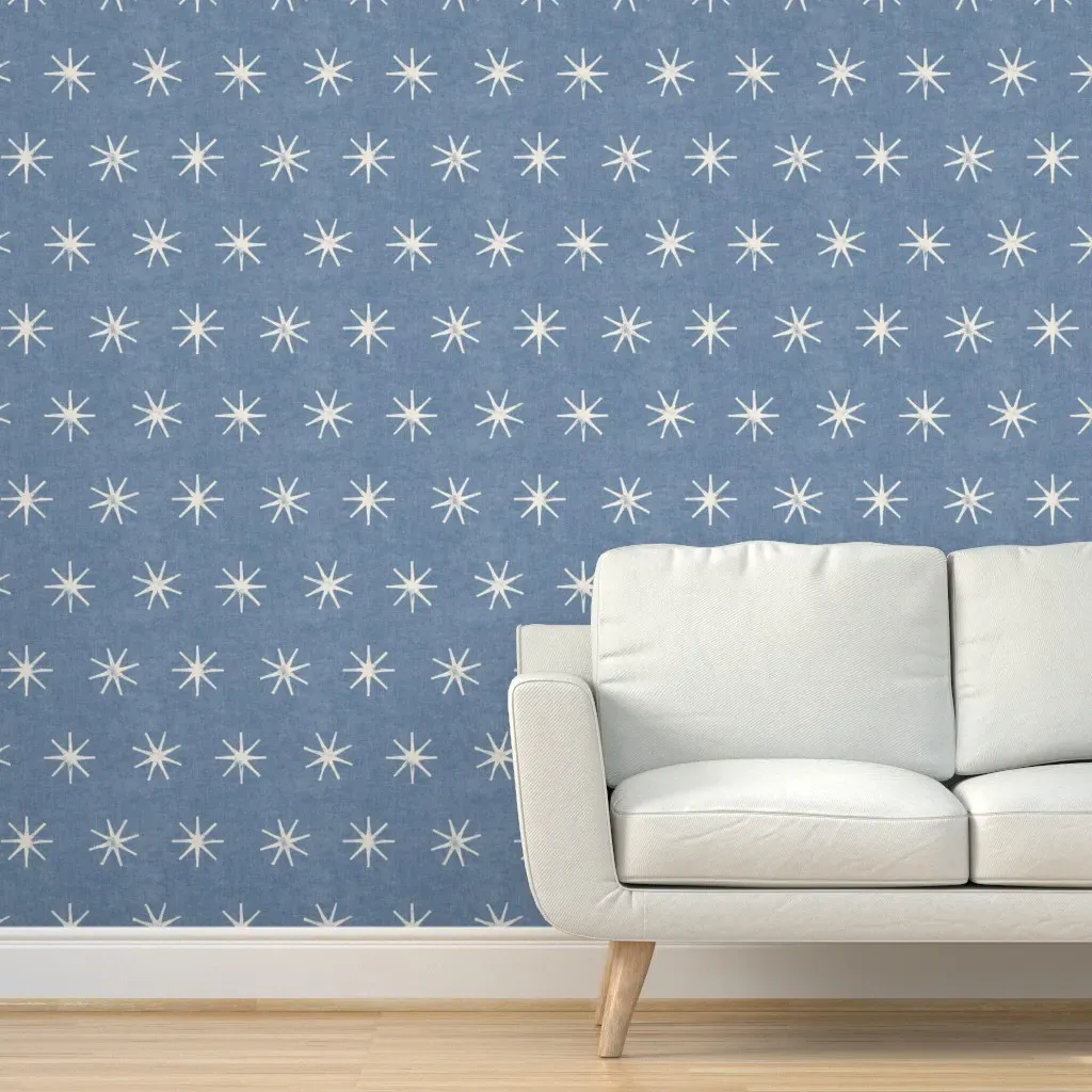 Abstract Celestial Stars Peel and Stick Wallpaper - Coastal Blue, White product