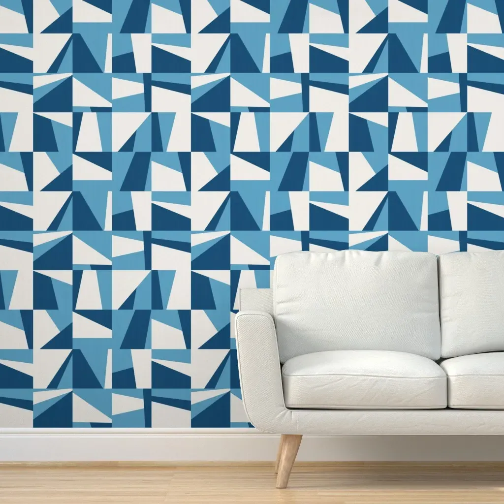 Abstract Chequered Squares Peel and Stick Wallpaper - Blue product