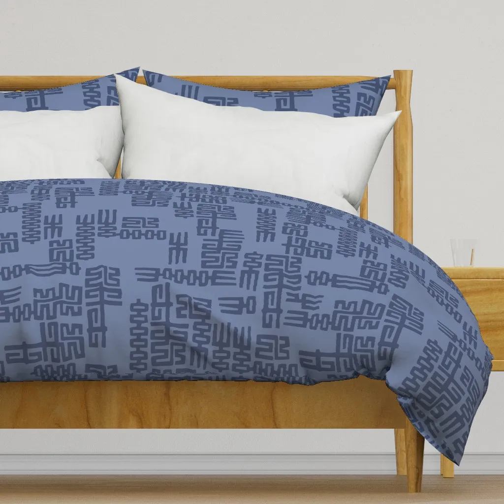 Abstract Chinoiserie Duvet Cover - Dusty Blue product