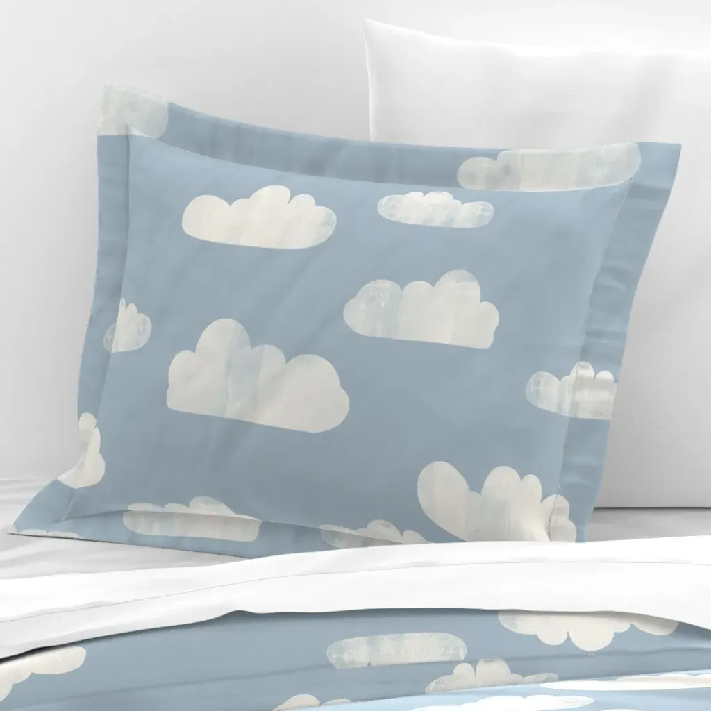 Abstract Clouds Standard Flanged Cushion Cover - White, Cotton Sateen product