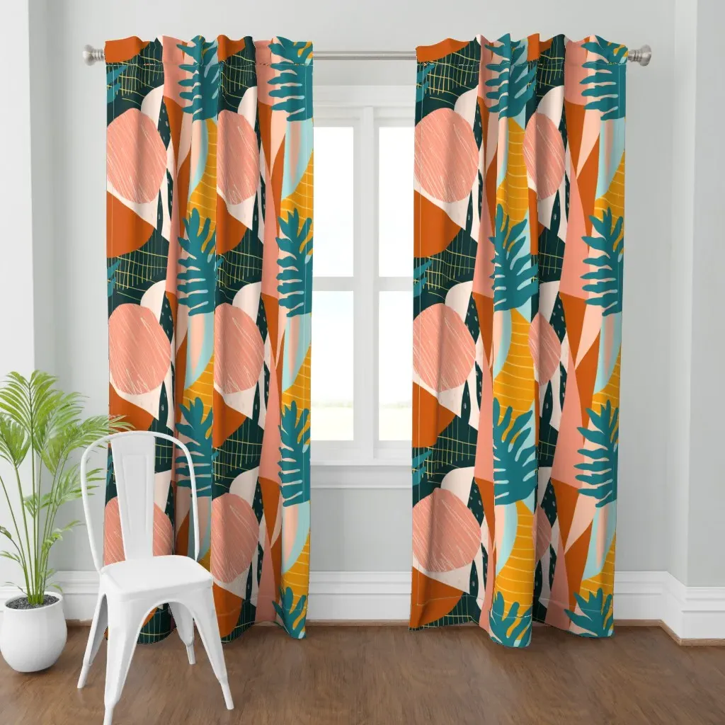 Abstract Collage Curtain Panel - Terracotta Orange product