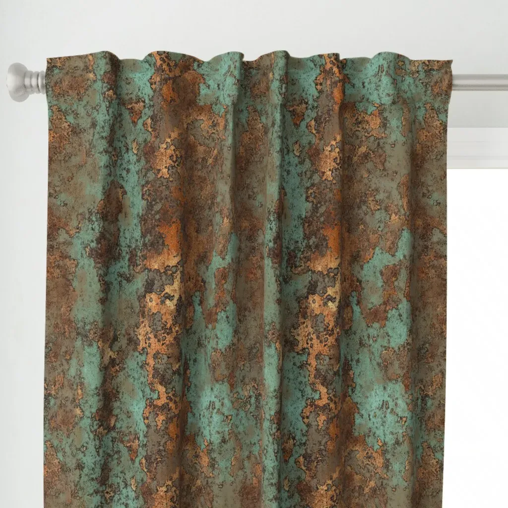 Abstract Copper Ink Spots Curtain Panel - Rust alternate view