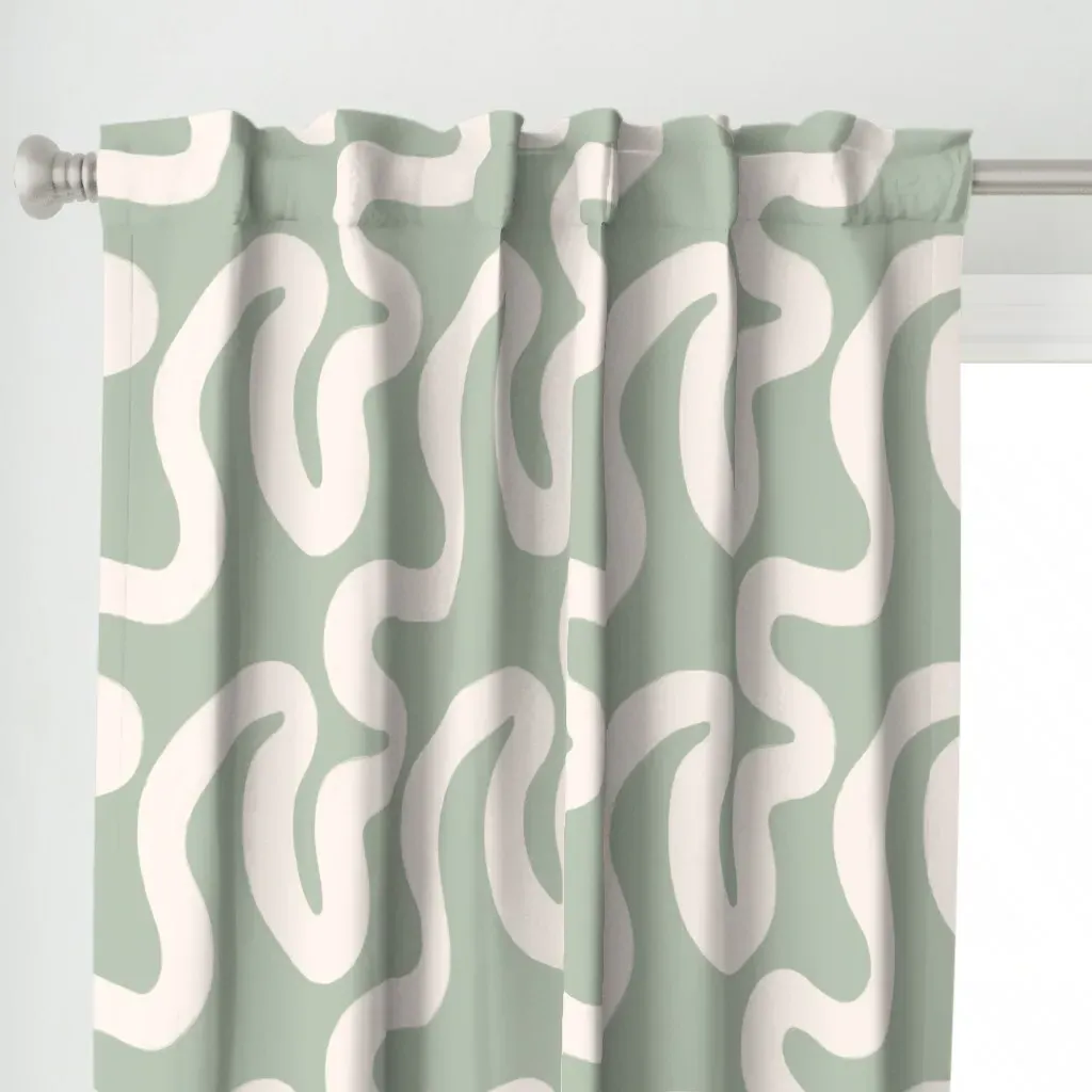Abstract Curly Wavy Curtain Panel - Off-White alternate view