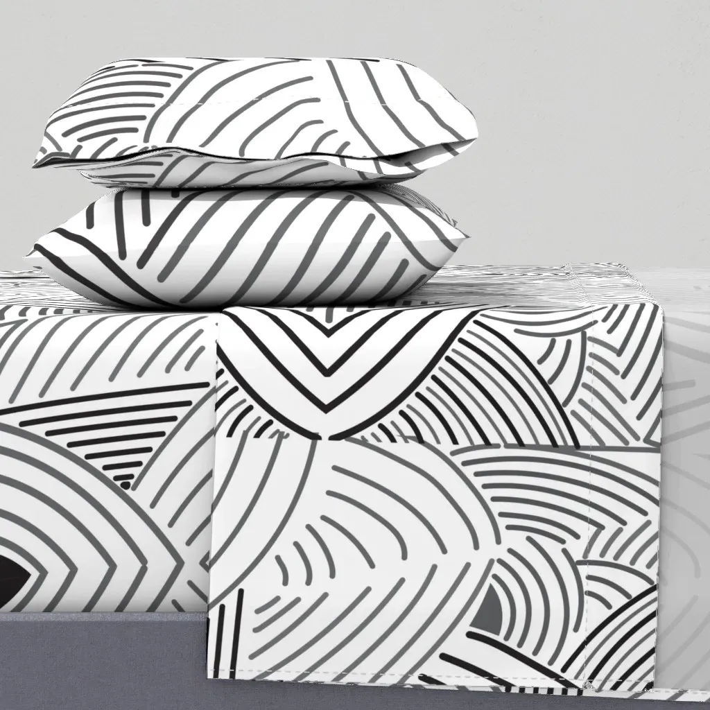 Abstract Curves Queen Sheet Set - Black product