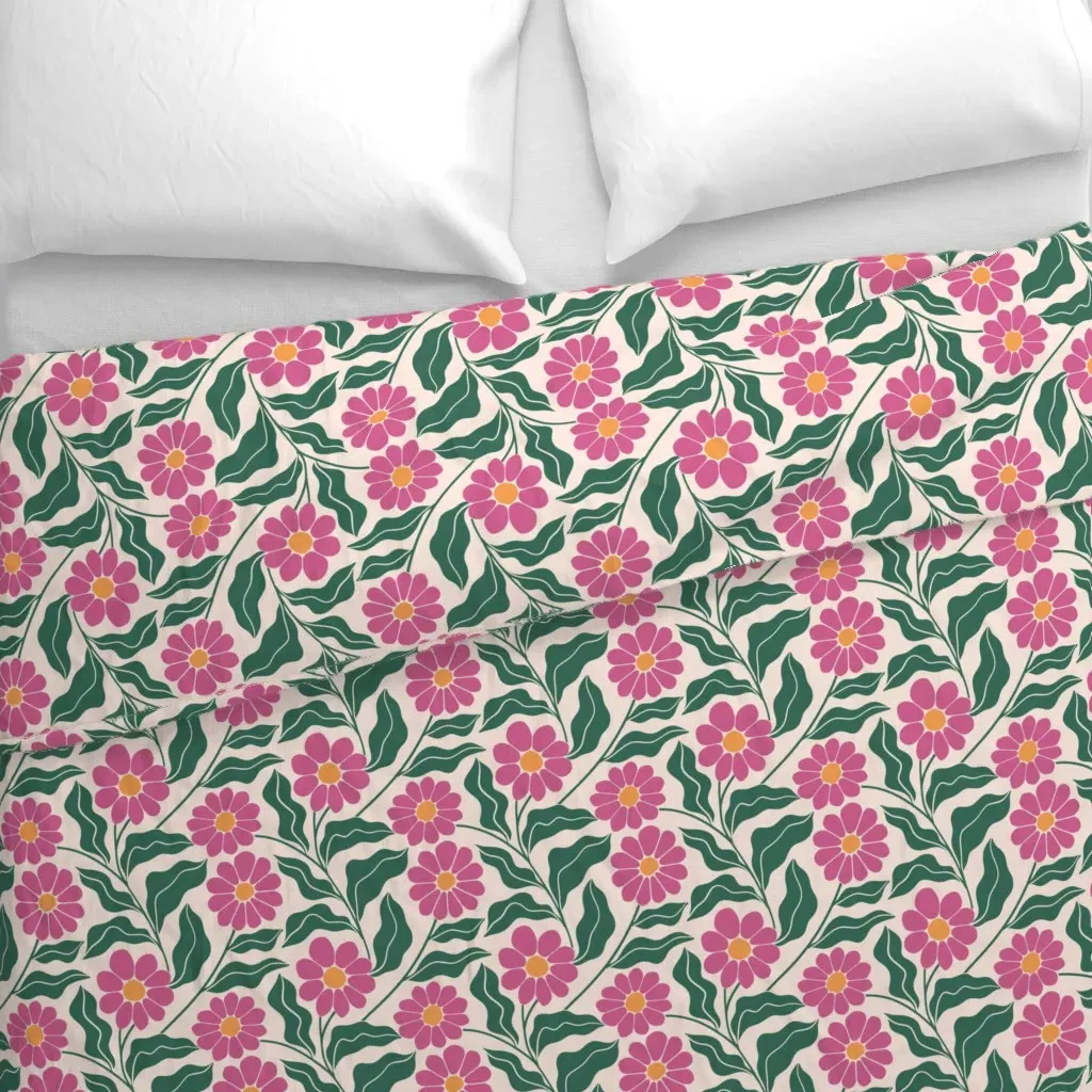 Abstract Daisies Duvet Cover - Pink alternate view