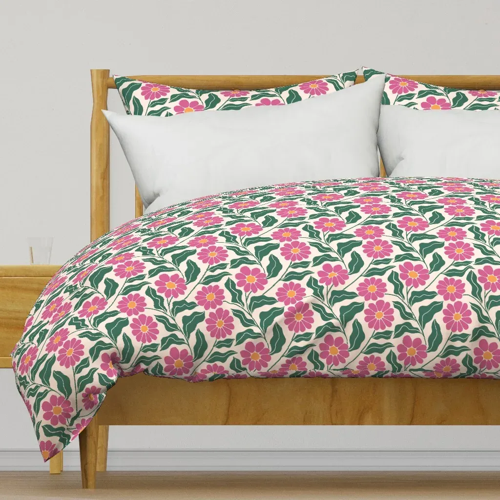 Abstract Daisies Duvet Cover - Pink product