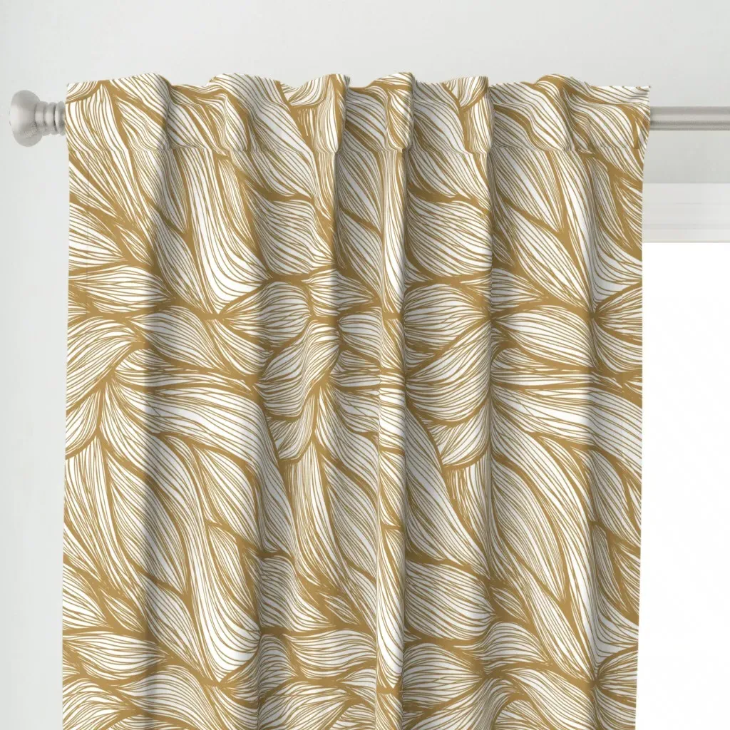 Abstract Dark Gold Waves Curtain Panel - Gold alternate view