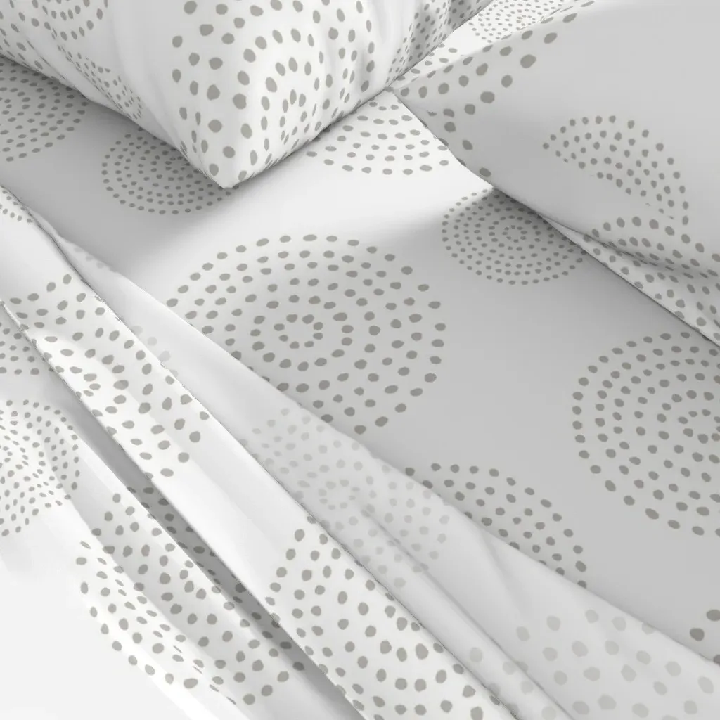 Abstract Dotted Circles Queen Sheet Set - Greige White alternate view