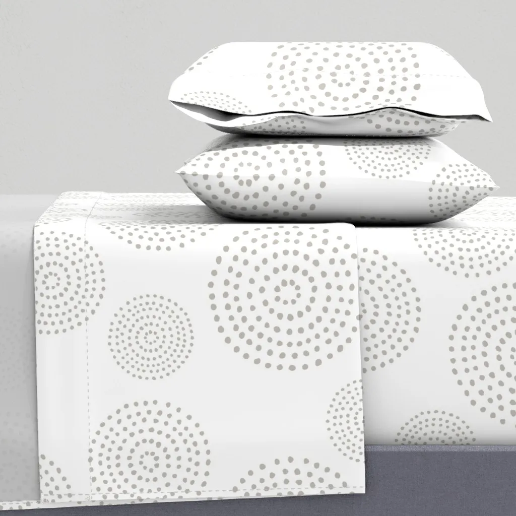 Abstract Dotted Circles Queen Sheet Set - Greige White product