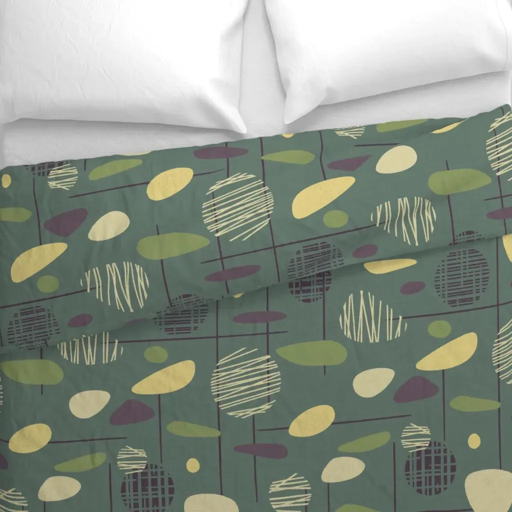 Abstract Duvet Cover - Muted Green alternate view