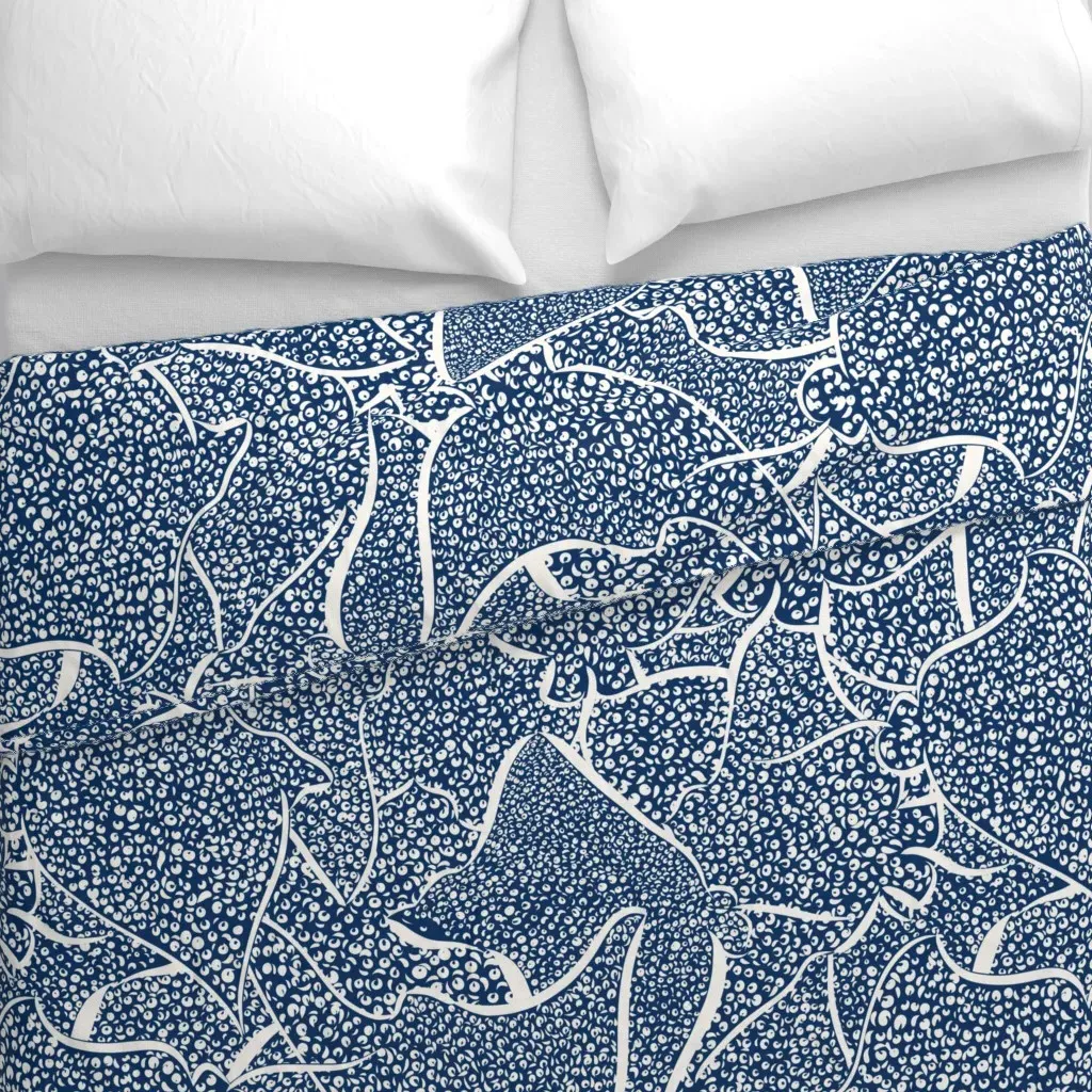 Abstract Eagle Ray Fever Duvet Cover - Navy Blue alternate view