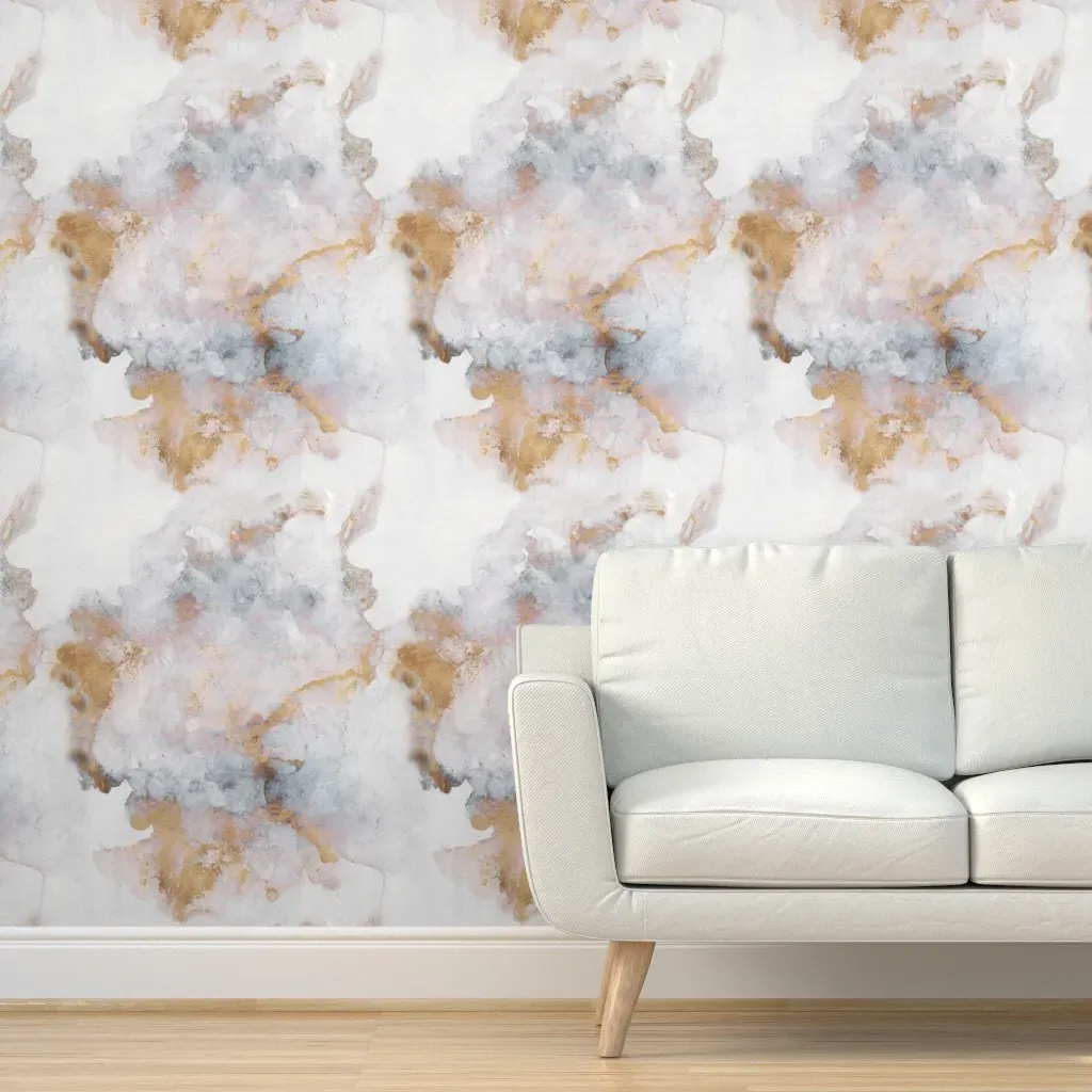 Abstract Faux Marble Concrete Gold Effect Peel and Stick Wallpaper - Grey product
