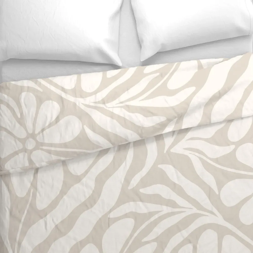 Abstract Floral Duvet Cover - Off-White alternate view