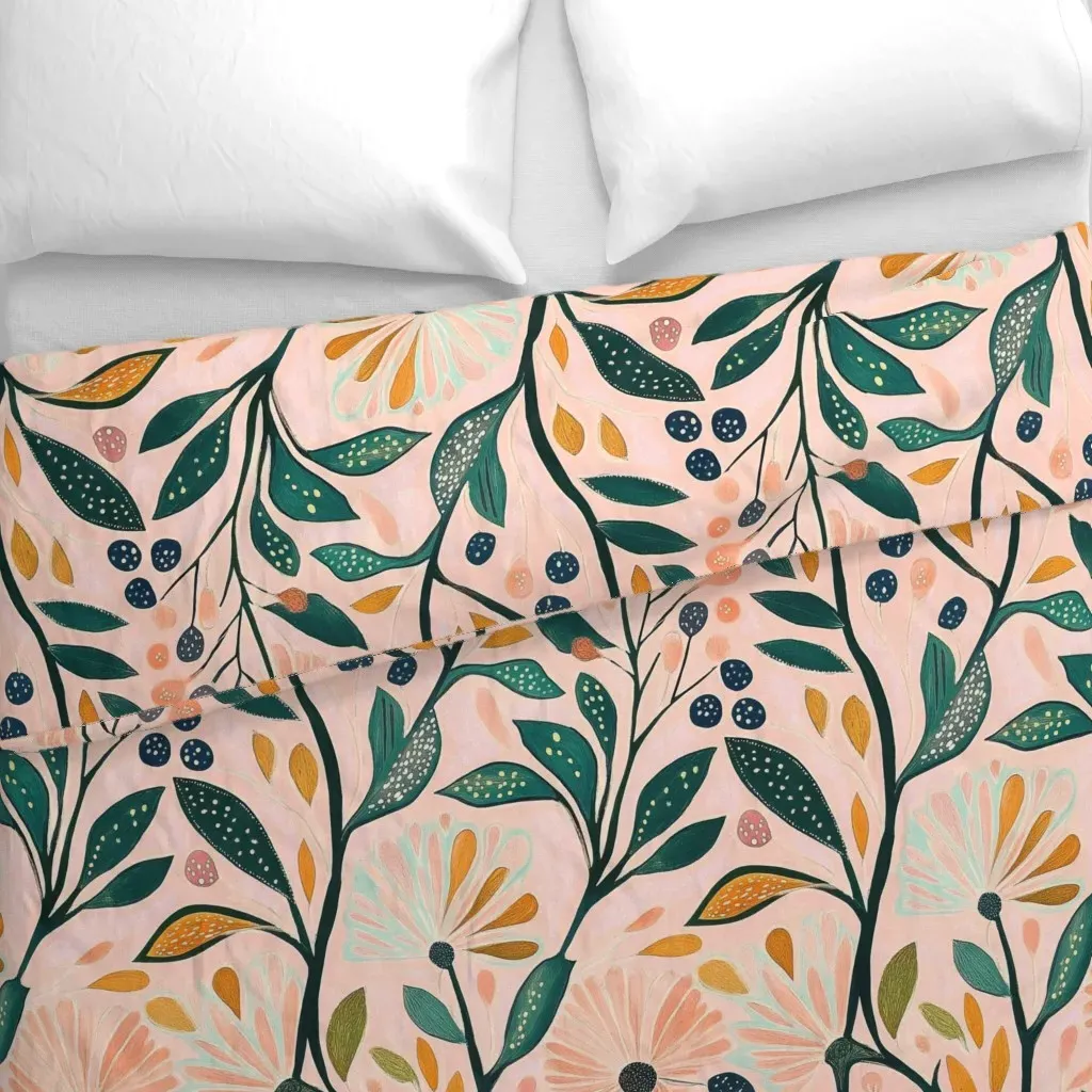 Abstract Floral Duvet Cover - Pink alternate view
