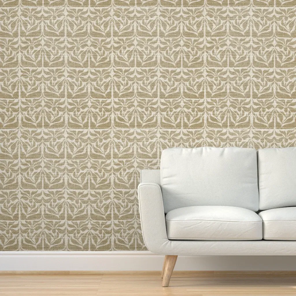 Abstract Floral Grasscloth Peel and Stick Wallpaper - Beige product
