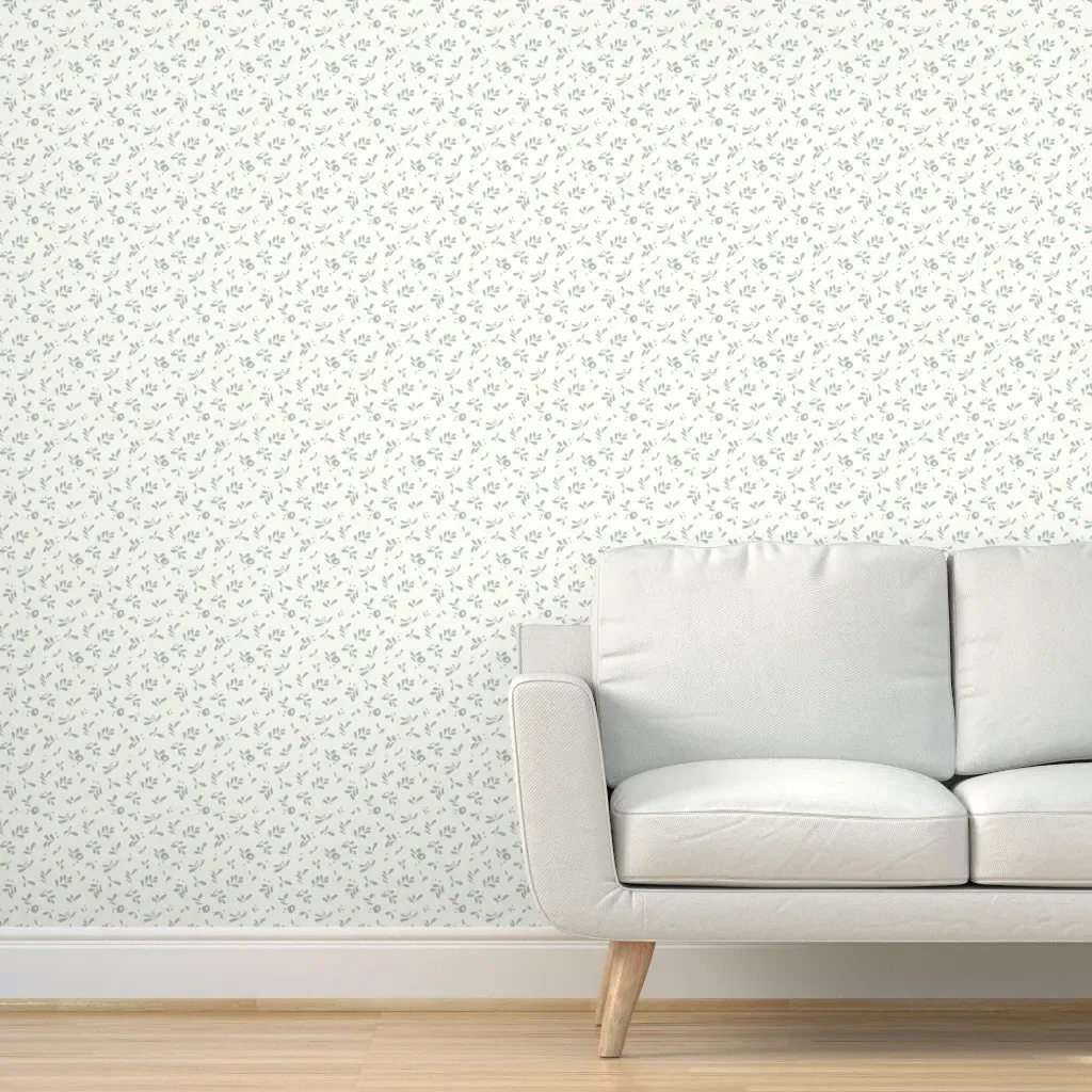 Abstract Floral Peel and Stick Wallpaper - Dusty Blue, Ivory product