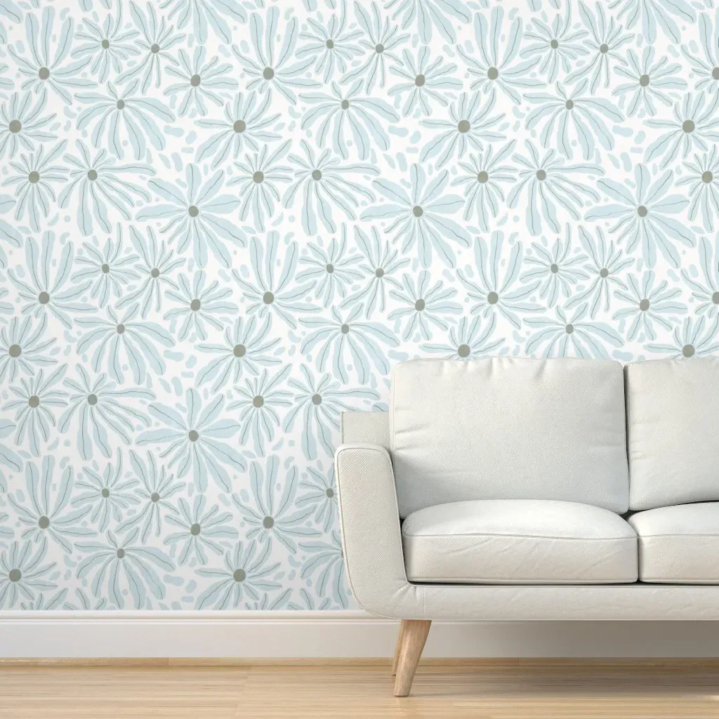 Abstract Floral Peel and Stick Wallpaper - Light Blue product