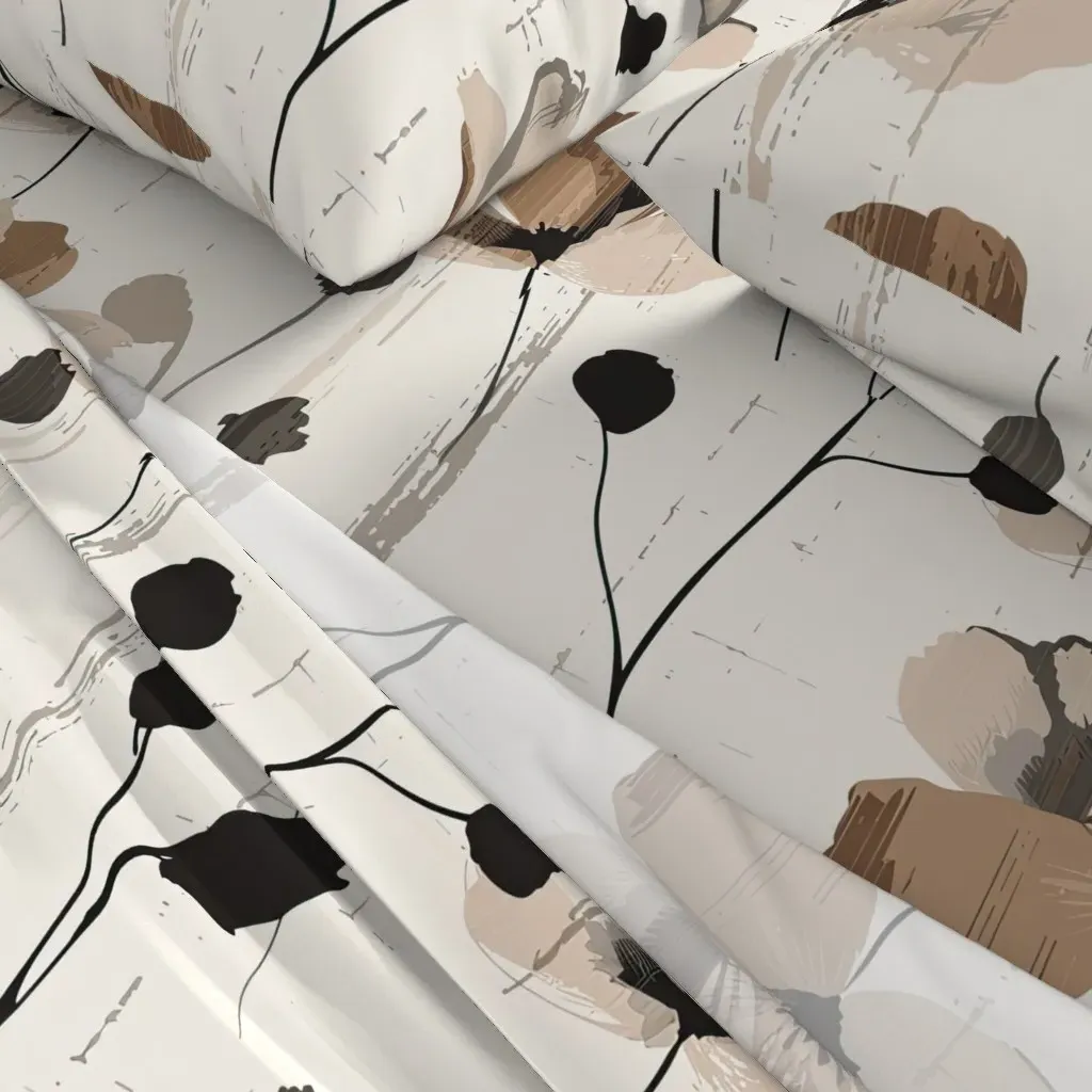 Abstract Floral Queen Sheet Set - Beige alternate view