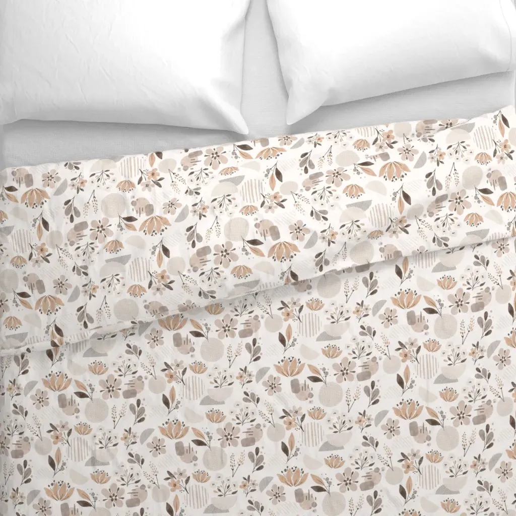 Abstract Florals Duvet Cover - Beige alternate view