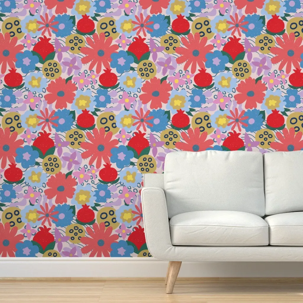 Abstract Florals Peel and Stick Wallpaper - Red product
