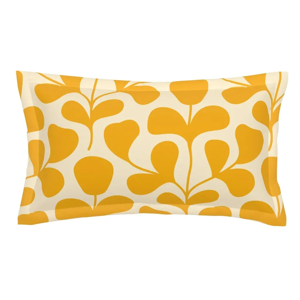 Abstract Flower Silhouettes King Pillow Sham - Mustard Yellow product