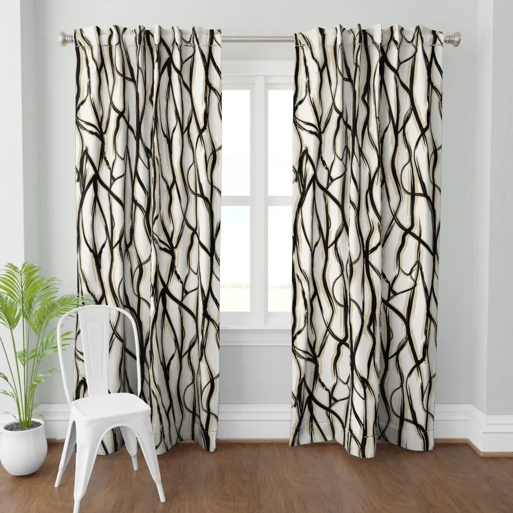 Abstract Forest Bark Curtain Panel - Black product