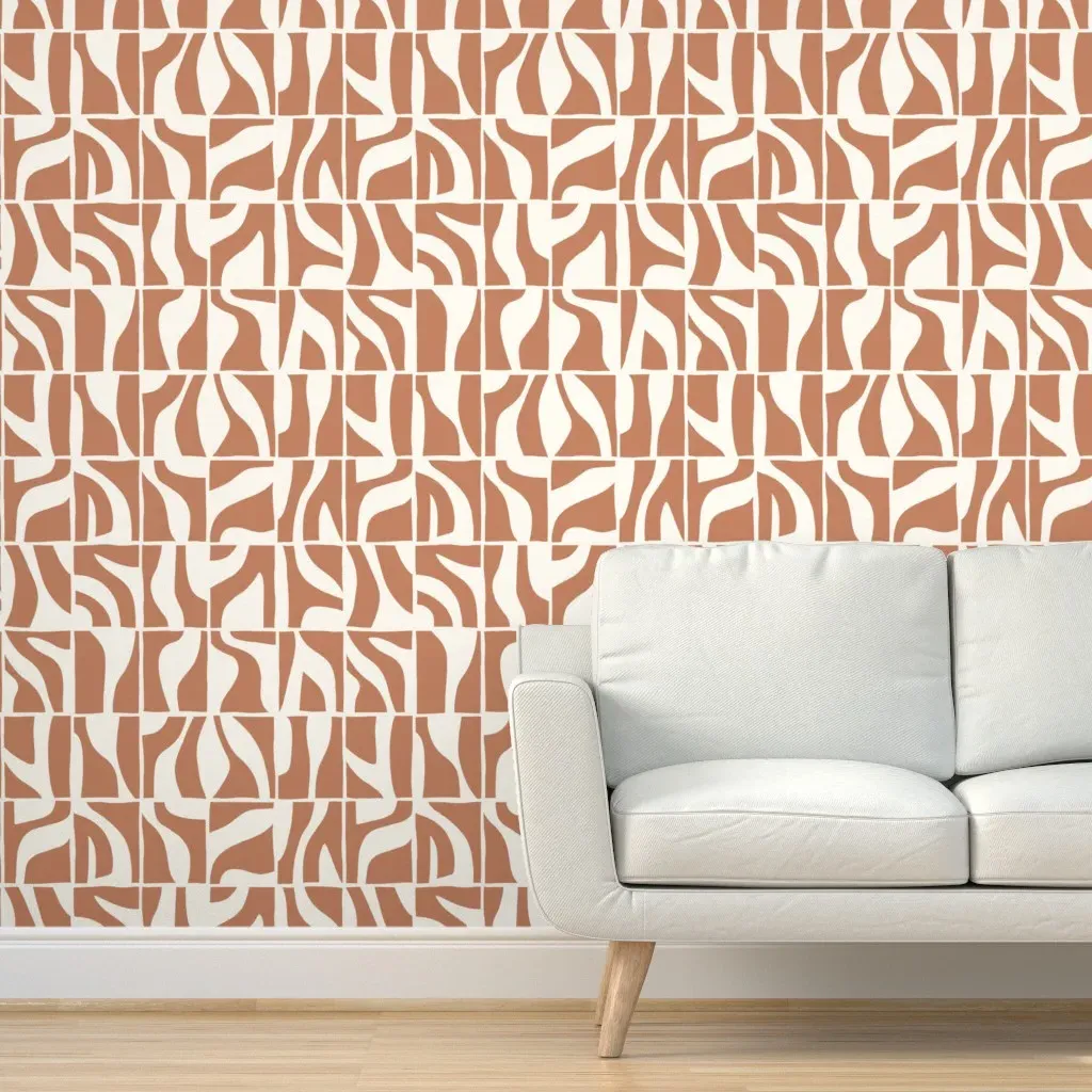 Abstract Geo Tiles Peel and Stick Wallpaper - Terracotta product