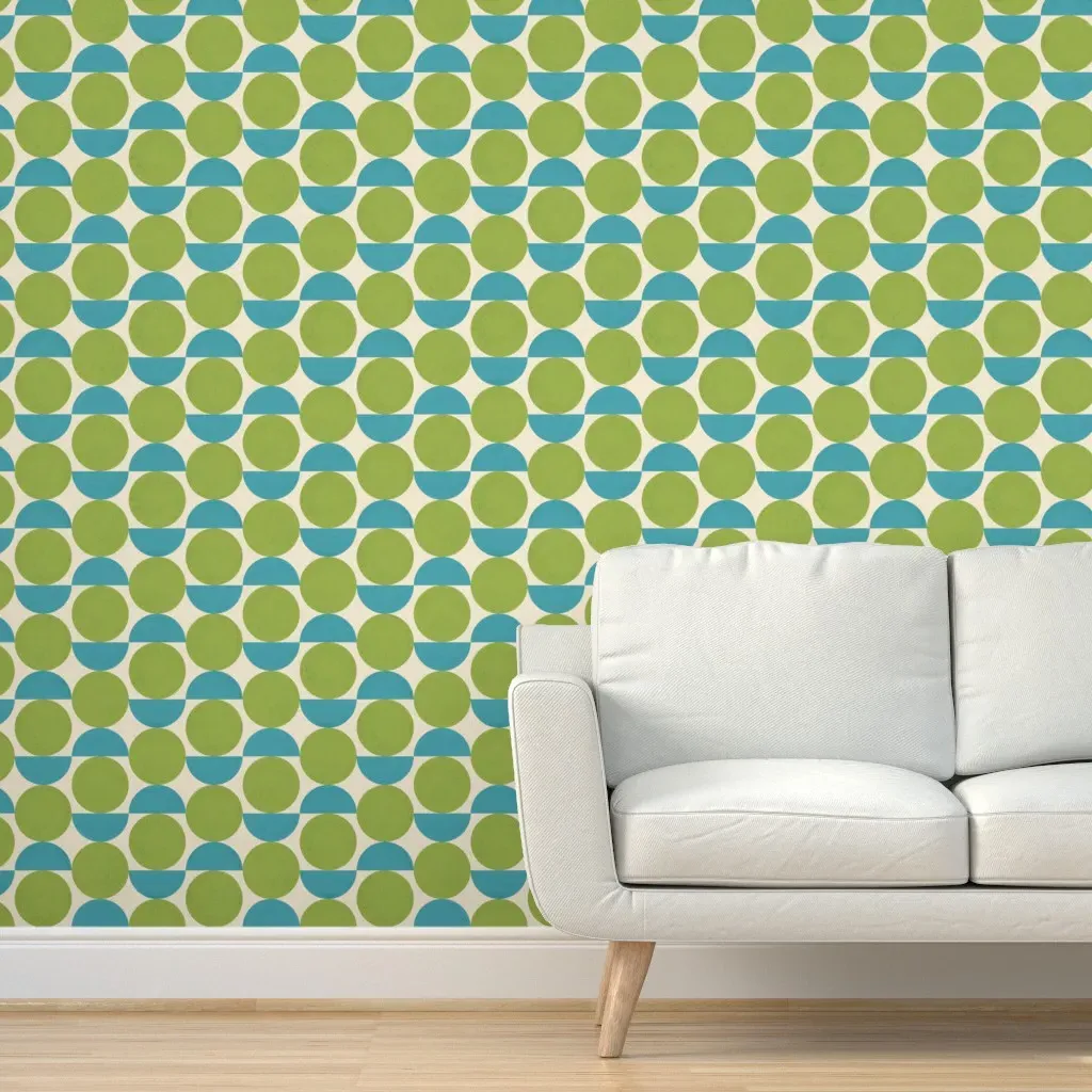 Abstract Geometric Balancing Circles Peel and Stick Wallpaper - Green, Blue product