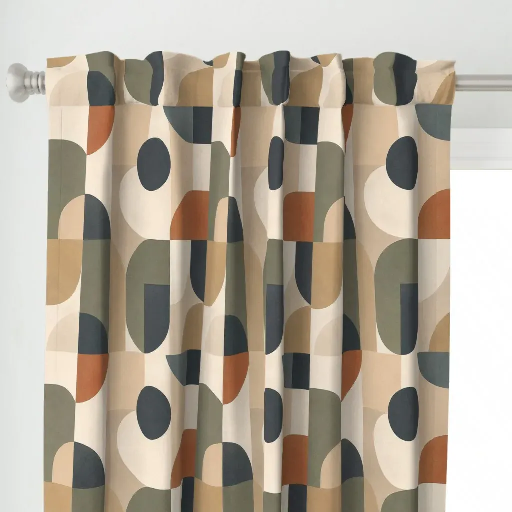 Abstract Geometric Curtain Panel - Beige alternate view