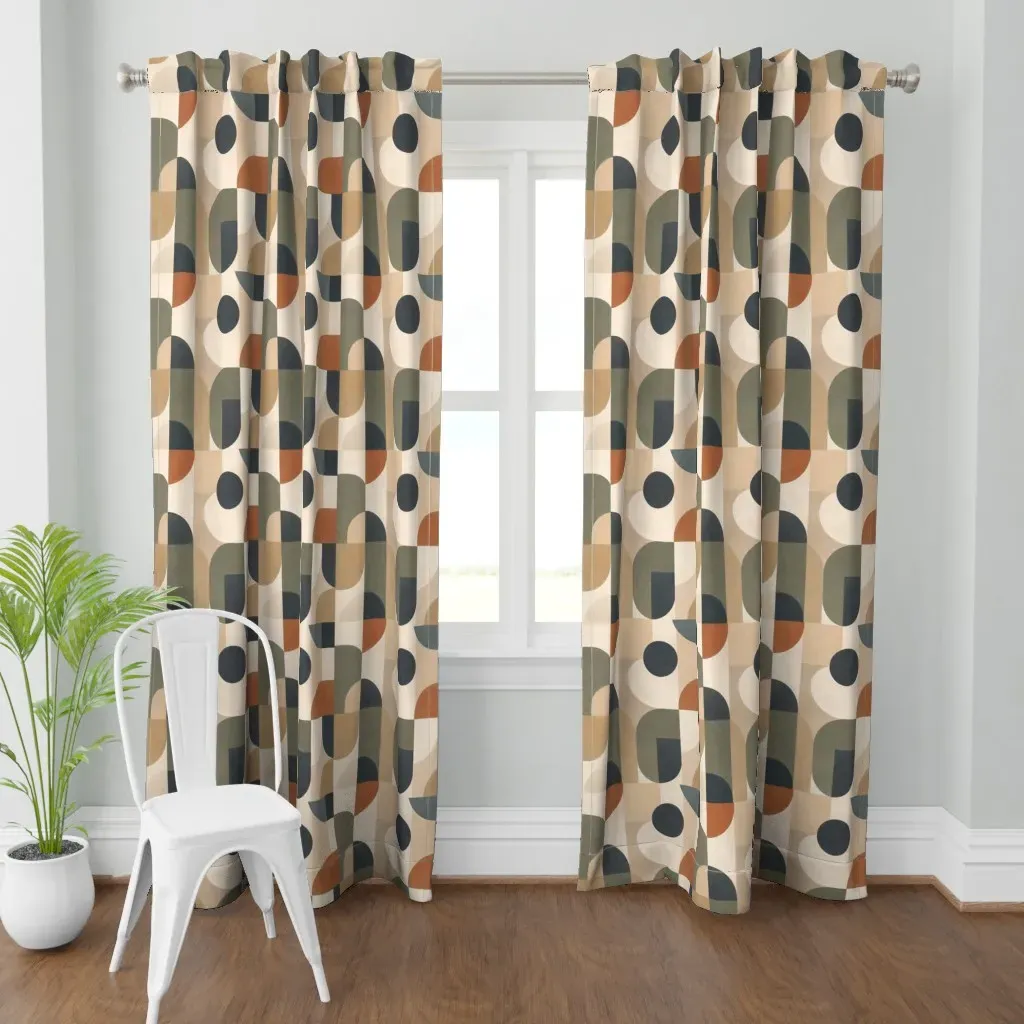 Abstract Geometric Curtain Panel - Beige product