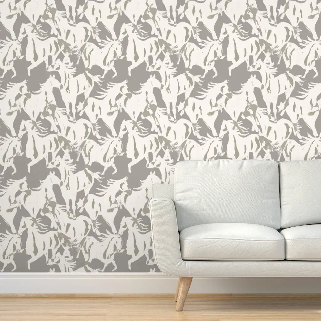 Abstract Horses Peel and Stick Wallpaper - White product