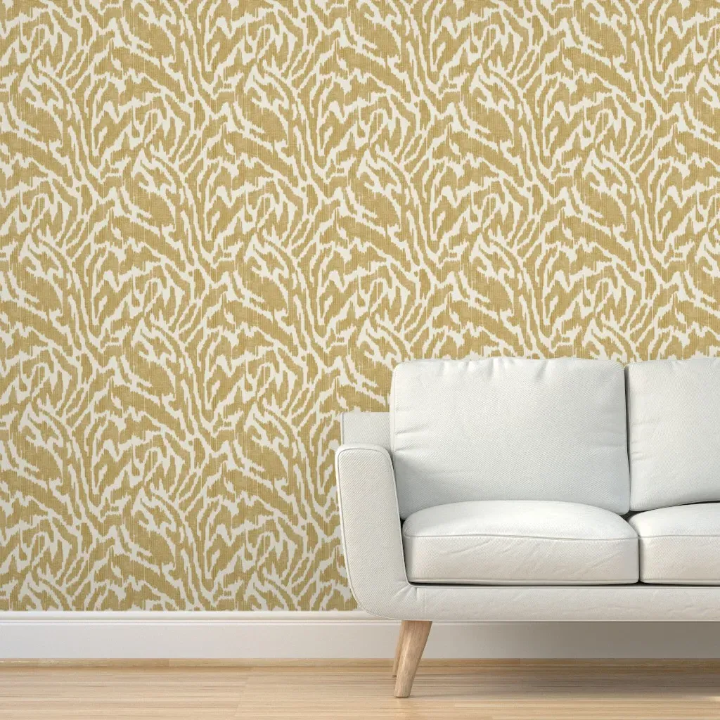 Abstract Ikat Zebra Stripes Peel and Stick Wallpaper - Gold product