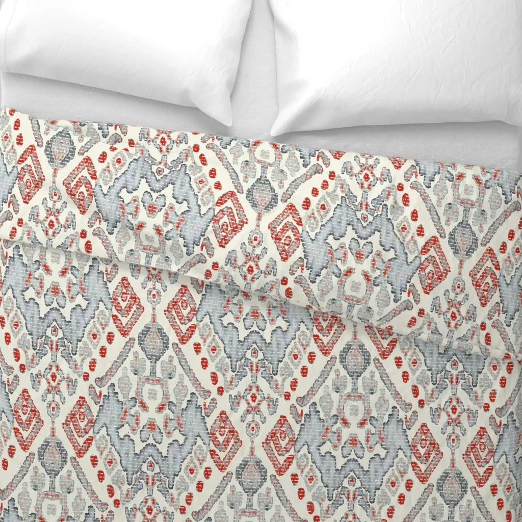 Abstract Kelim Pattern Duvet Cover - Dusty Rose alternate view