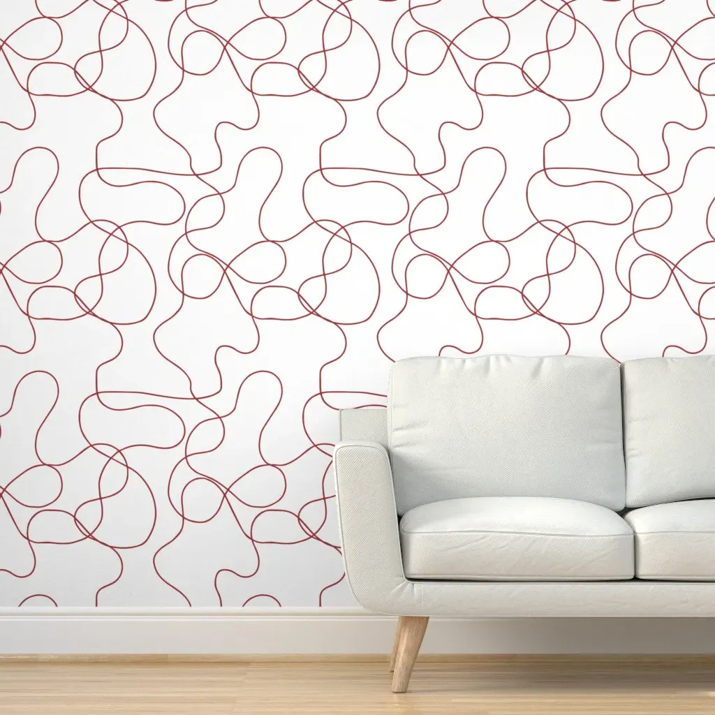 Abstract Line Peel and Stick Wallpaper - Burgundy product