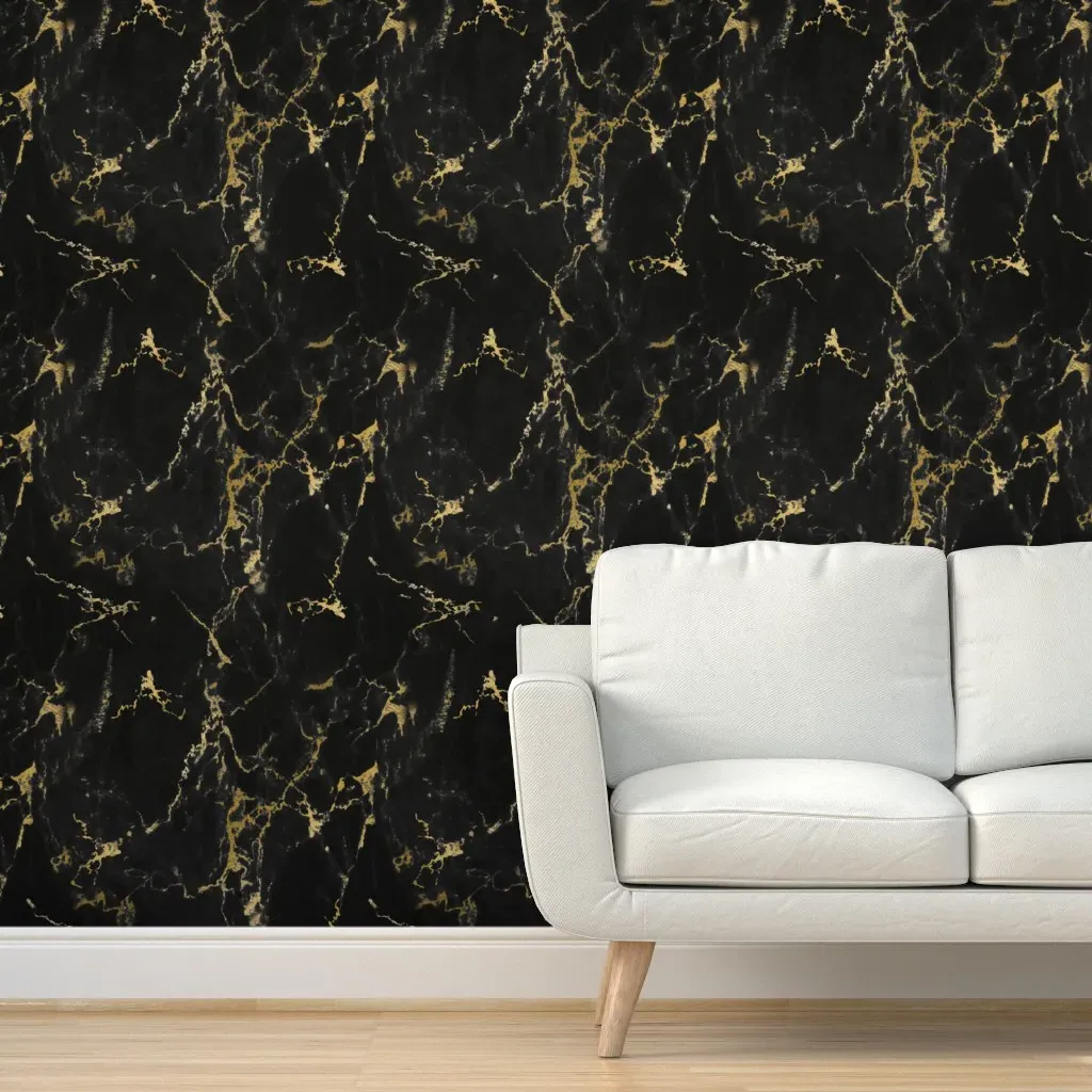 Abstract Marble Peel and Stick Wallpaper - Black, Gold product