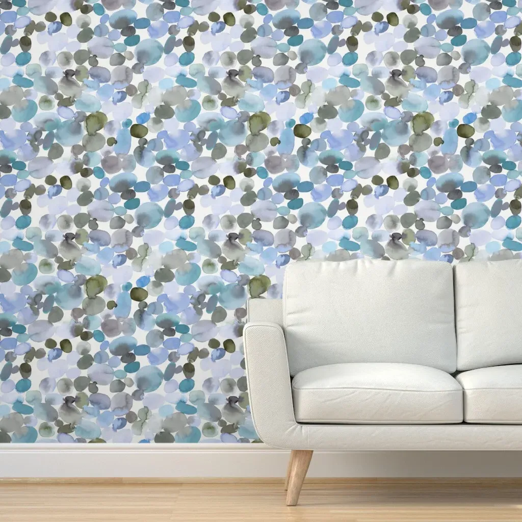 Abstract Mineral Watercolor Marble Peel and Stick Wallpaper - Blue product