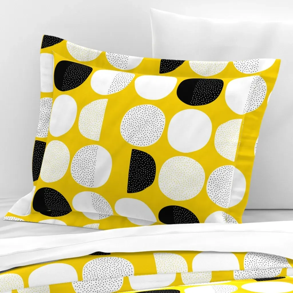 Abstract Moon Cycle Circle Standard Flanged Cushion - White, Cotton Sateen product