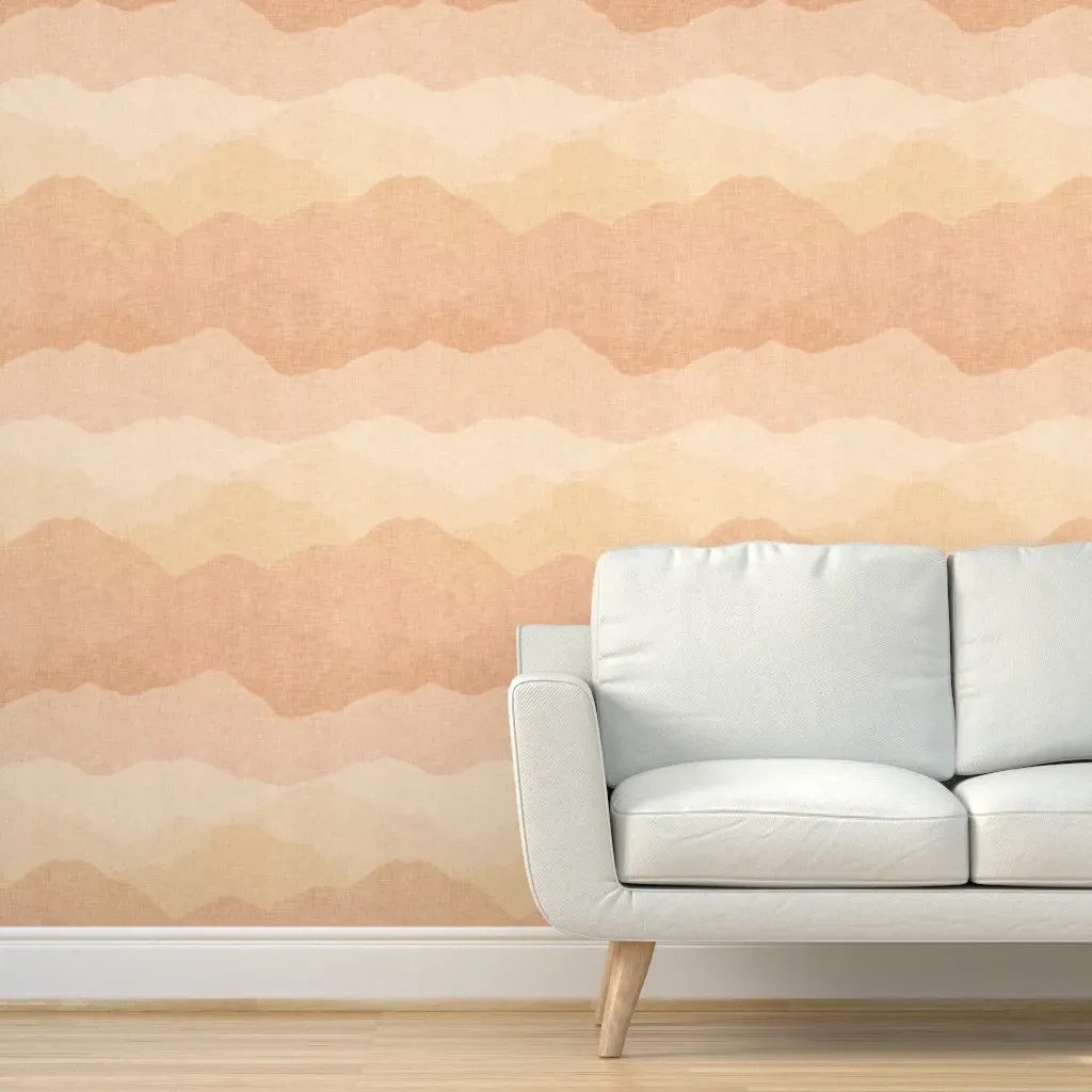 Abstract Mountain Landscape Peel and Stick Wallpaper - Peach product