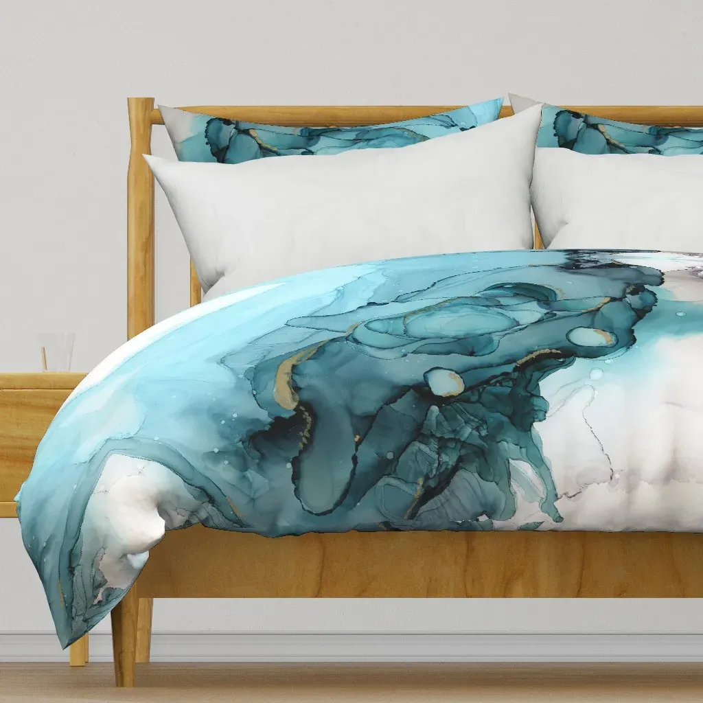 Abstract Ocean Blue Duvet Cover - Teal product