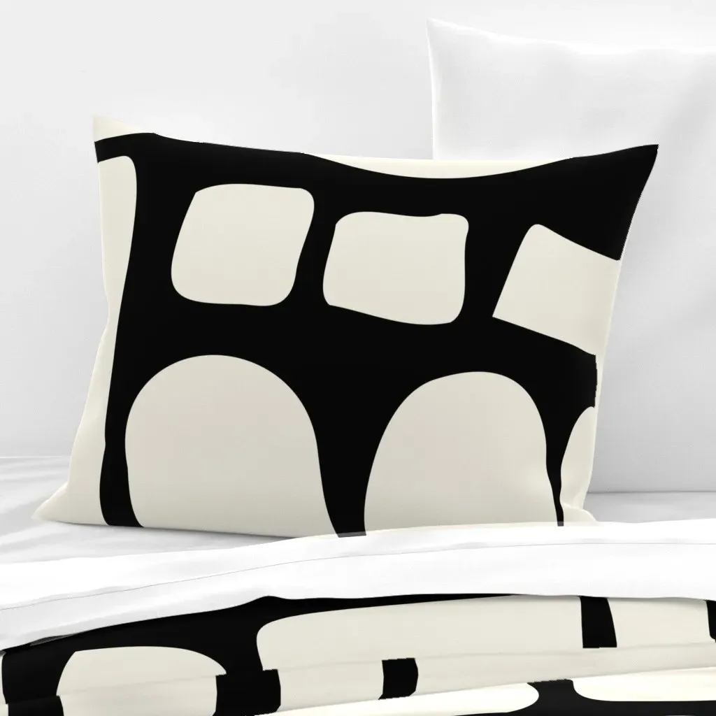 Abstract Organic Geometric Shapes Standard Pillow Sham - Beige, Cotton Sateen product