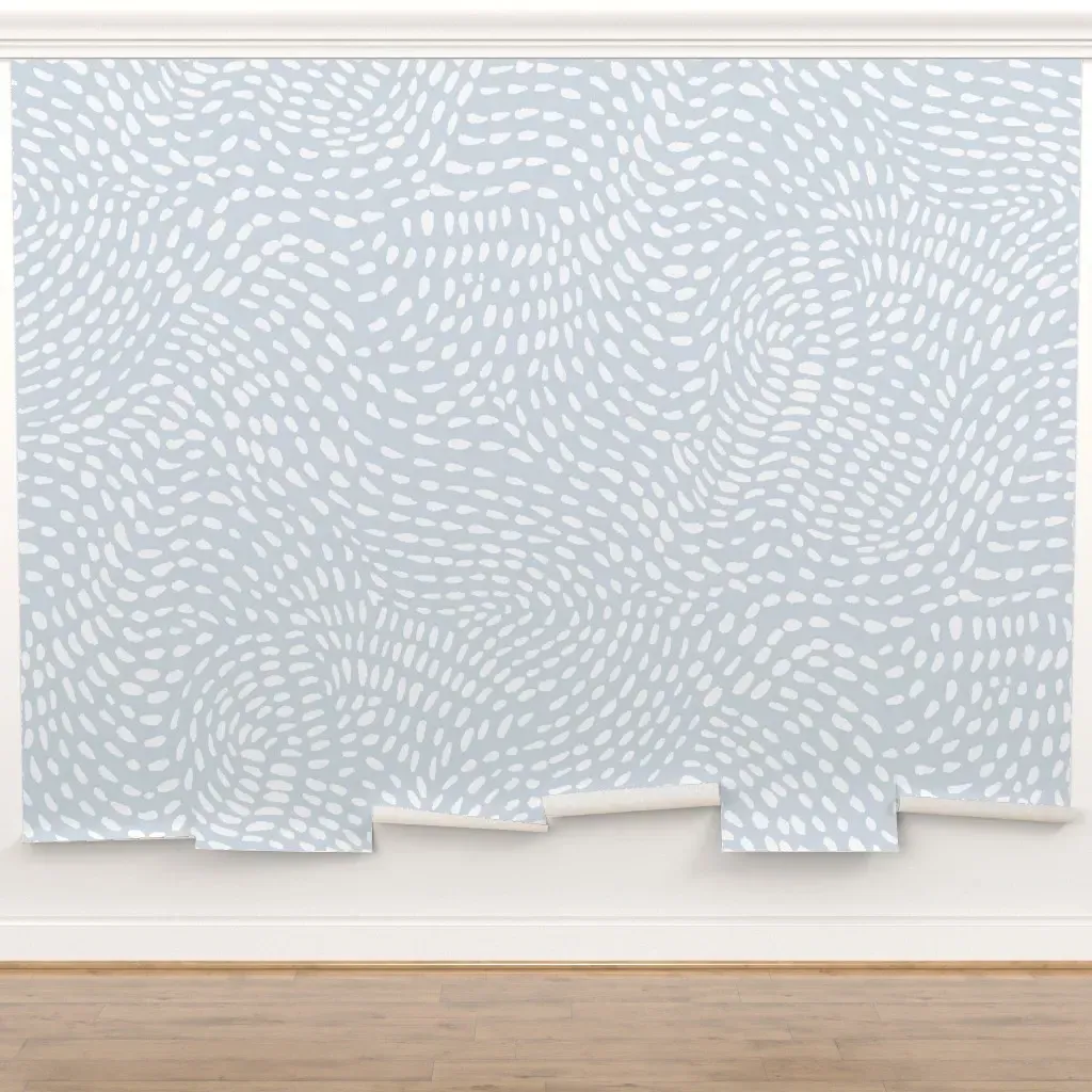 Abstract Organic Wavy Sea Peel and Stick Wall Mural - White, Blue product