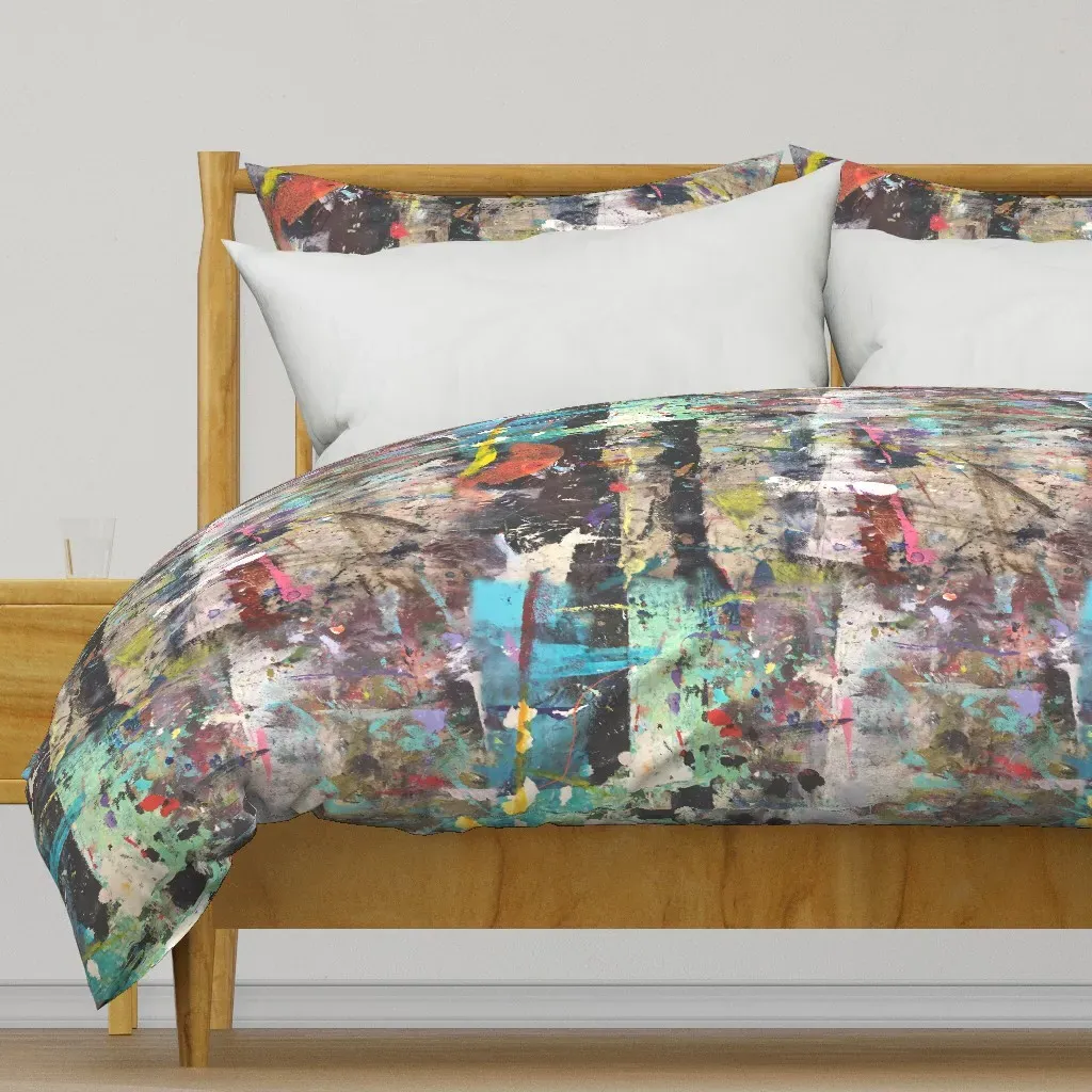 Abstract Paint Graffiti Duvet Cover - Teal product