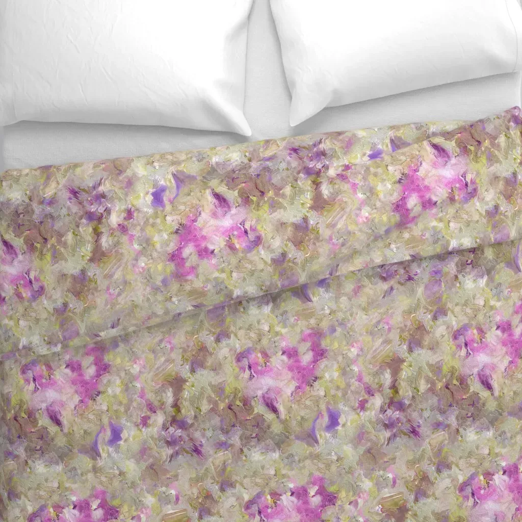 Abstract Paint Magenta Celery Duvet Cover - Lavender alternate view