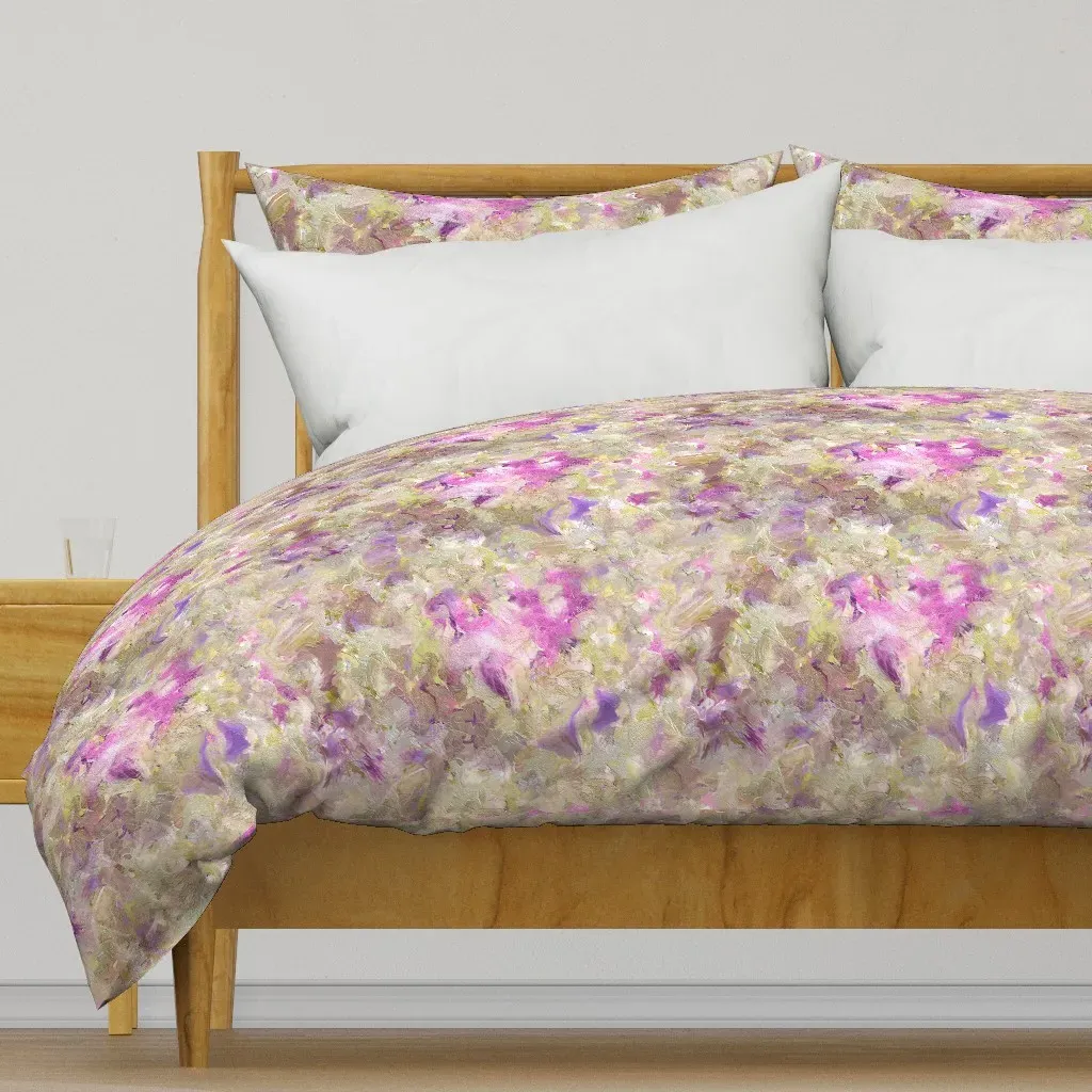 Abstract Paint Magenta Celery Duvet Cover - Lavender product