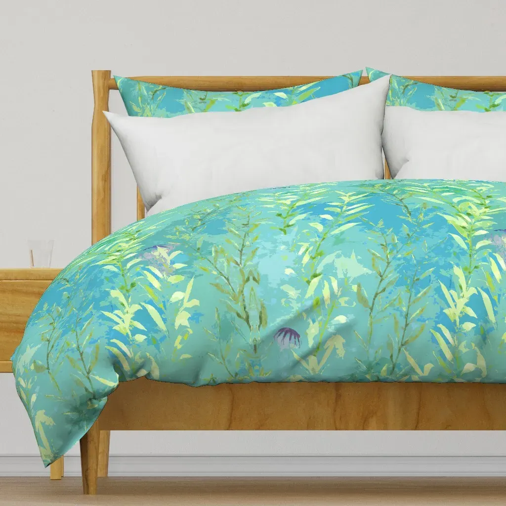 Abstract Painted Seaweed Duvet Cover - Light Green product