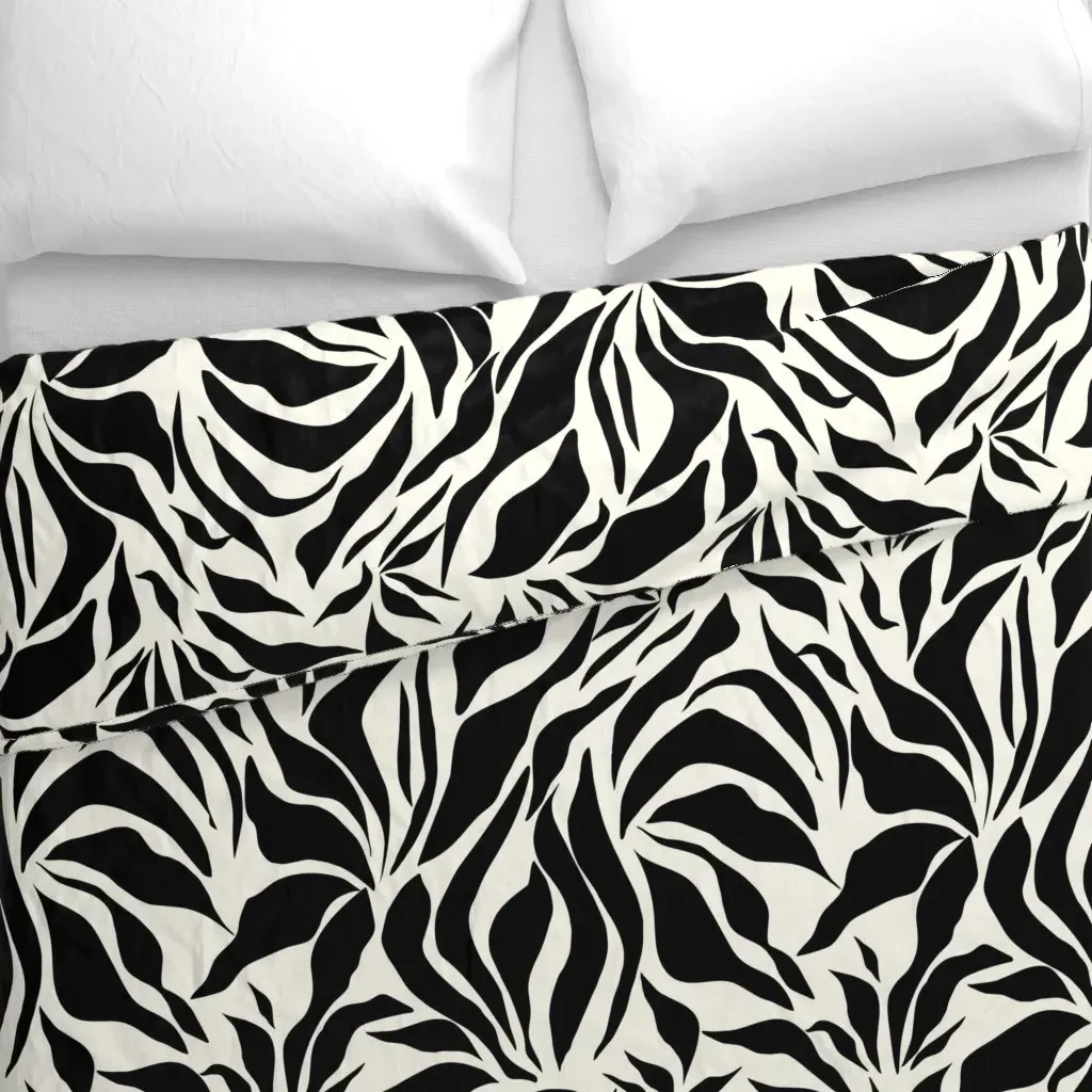 Abstract Petals Duvet Cover - Black alternate view