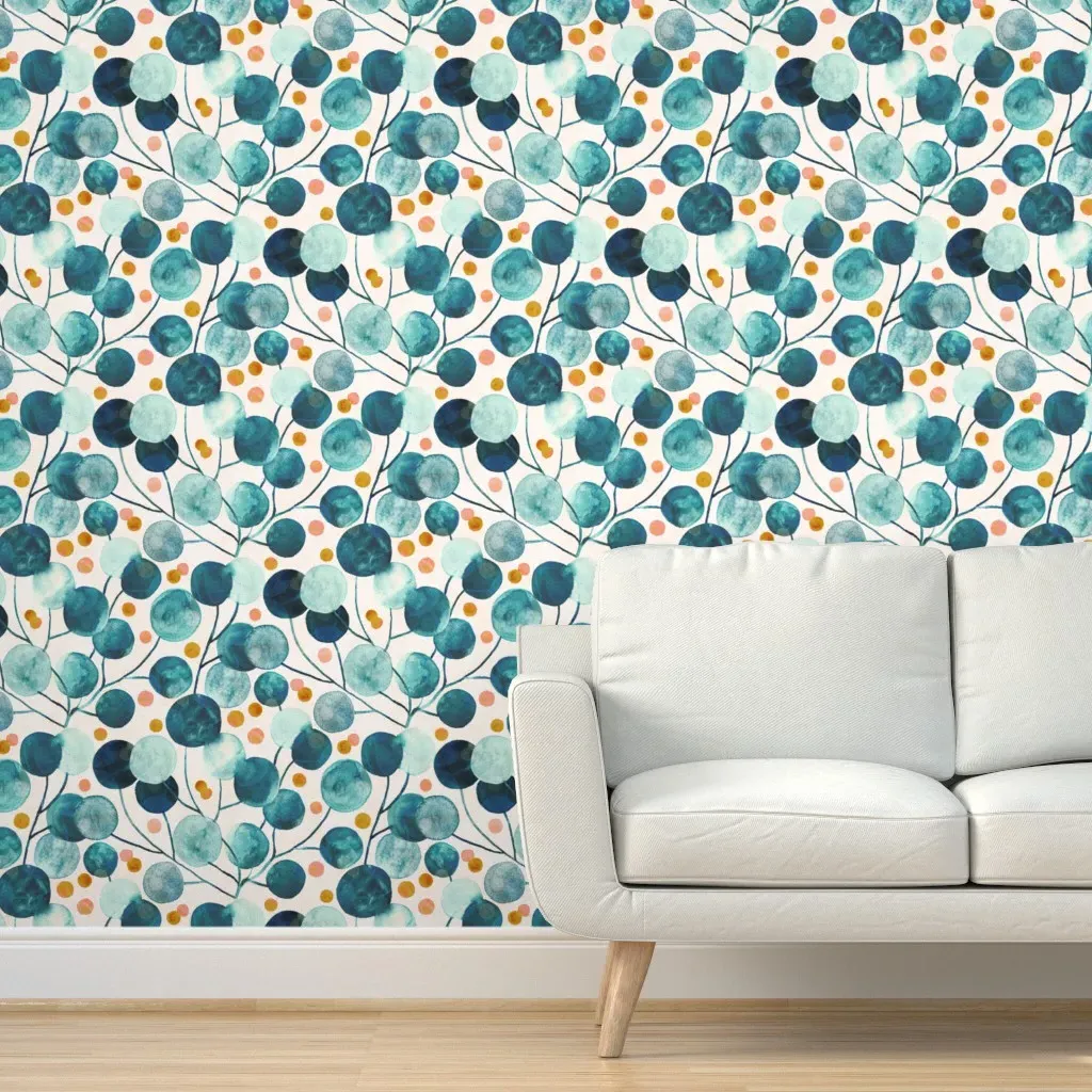 Abstract Pompom Weeds Peel and Stick Wallpaper - Teal product