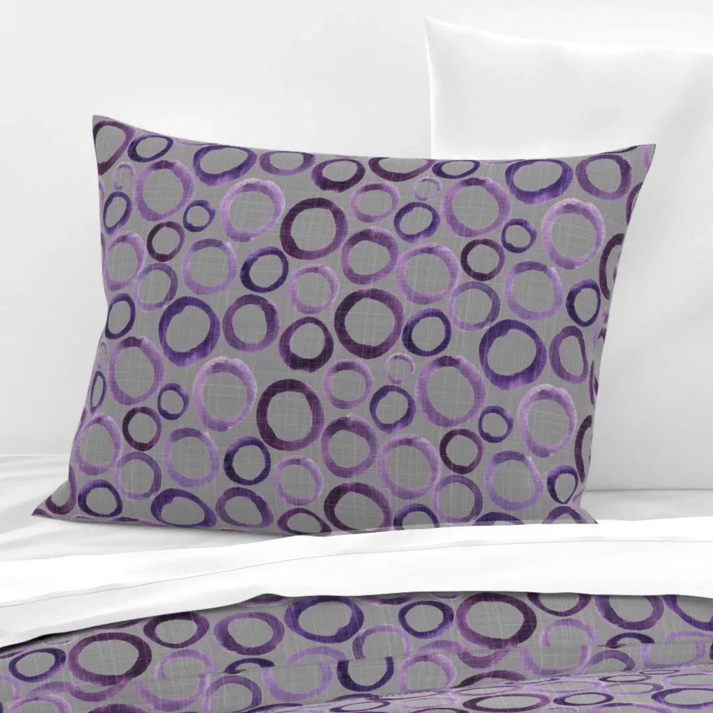 Abstract Purple Circles Standard Pillow - Purple, Linen Cotton product