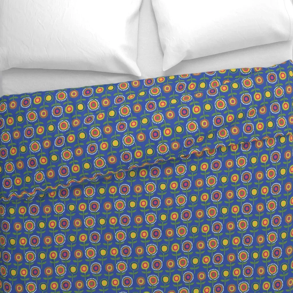 Abstract Retro Floral Duvet Cover - Blue alternate view
